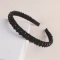 Black double row crystal beaded headband elegant hair accessory for women daily wear styling - Black Seed Bead - Black Crystal