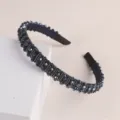 Elegant dark crystal beaded headband sparkling rhinestone hair hoop stylish women hair accessories - Navy Seed Bead - Navy Crystal