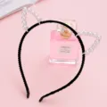 Cerchietto per capelli orecchie di gatto perle velluto nero, grazioso accessorio. - Perla grande