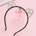 Cerchietto per capelli in velluto nero con orecchie da gatto in strass lucidi per donne. - Farfalla in Strass a Doppia Fila