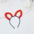 Red Fluffy Devil Cat Ear Headband Harajuku Style Cute Plush Hair Hoop Hair Accessory - Red Long Fur Ears (Leather Sheath Style)