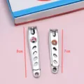 Stainless steel nail clippers set, dual size 8cm and 7cm with file tool, silver finish. - Medium Hollow (M208) / 7cm