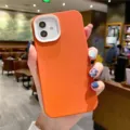 Orange silicone phone case with white camera protector compatible with iPhone models. - iPhone 7/8 Plus / Orange