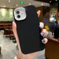 Matte black silicone phone case with contrasting white camera frame for iPhone daily protection. - iPhone 7/8 Plus / Black