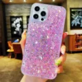 Funda de teléfono con purpurina rosa para iPhone, cubierta suave y brillante protección. - iPhone 7/8 / Rosa