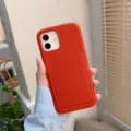 Funda de teléfono de cuero con motivo litchi rojo y tarjetero vista de detalle elegante. - Funda Trasera / iphone11 / Rojo