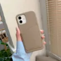 Funda para teléfono de cuero con patrón de lichi y tarjetero, protector sólido para iPhone. - Funda Trasera / iphone11 / Caqui