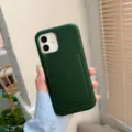 Funda de teléfono de cuero con textura litchi verde oscuro con tarjetero, protectora. - Funda Trasera / iphone11 / Verde