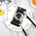 Vintage camera stijl telefoonhoesje met koord, zwart zilver design compatibel met iPhone. - Zwart / iPhone 7 / iPhone 8