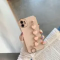 Fundas de teléfono galvanizadas con correa de cadena de corazón rosa, elegante para iPhone. - iPhone 13 Pro Max / Rosa Nude Galvanizado + Corazón