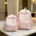 Japanese sweet pink school backpack set with cute bow embroidery for student girls. - S / Pink