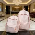 Sweet pink bow backpack set, cute school bag for students, casual daily daypack variant. - L / Pink