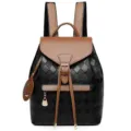 Sac à dos pour femme élégant en cuir PU matelassé avec rabat et bretelles marron chic. - Brun Foncé