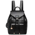 Sac à dos matelassé en cuir PU noir pour femme élégant sac de jour décontracté 1pc - Noir