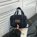 Vintage τσάντα χειρός denim για γυναίκες, κομψή casual μικρή τσάντα χιαστί ώμου. - Μπλε