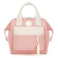 Pink and beige stylish diaper bag backpack, lightweight mommy handbag for daily outdoor use. - Pink and White