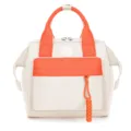 Borsa fasciatoio cabas elegante e leggera in bianco sporco con dettagli arancioni. - Bianco e Arancione