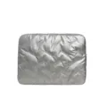Silver glossy quilted PU leather laptop sleeve, stylish large capacity clutch envelope bag. - Gray