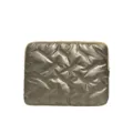 Glossy metallic PU leather laptop sleeve and stylish clutch bag with quilted design. - Gold