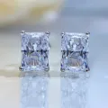 Radiant schliff zirkonia ohrstecker aus s925 silber, glänzende rechteckige ohrringe für frauen. - Weiß