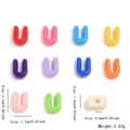 Perles acryliques colorees en forme de U a gros trou DIY collier bracelet accessoires - Style Lettre U (YKL0226-21) / 10 Pièces/Paquet / Multicolore Mixte
