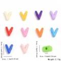Perles lettres V en acrylique coloré pour colliers bracelets faits main fournitures de loisirs. - Style Lettre V (YKL0226-22) / 10 Pièces/Paquet / Multicolore Mixte