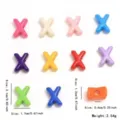 Perles acryliques colorées en forme de X grand trou matériau de bijoux spécifications de taille - Style Lettre X (YKL0226-24) / 10 Pièces/Paquet / Multicolore Mixte