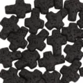 Black lava stone cross beads for DIY jewelry making, spacing beads, bracelets, and necklaces. - Black