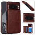 Funda de cuero marron para telefono tipo cartera con ranuras para tarjetas Google Pixel - Marrón
