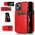 Rode lederen portemonnee telefoonhoesje met meerdere kaartsleuven en standfunctie iPhone. - Rood