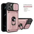 Ροζ χρυσή θήκη iPhone 14 Pro Max με κάλυμμα φακού και μαγνητική βάση δακτυλίου - Ροζ χρυσό