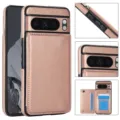 Funda tipo cartera de cuero con ranuras para tarjetas y soporte para Google Pixel 9 10 Pro XL oro rosa - Rosa oro