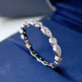 Anillo de boda apilable de plata S925 diamante vintage elegante joya minimalista de mujer - Talla 5 / Blanco