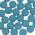 Blue round lava stone loose beads for DIY handmade bracelets necklaces jewelry making - Lake Blue