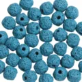 Blue irregular round volcanic lava stone beads loose spacer charms for DIY jewelry making - Lake Blue