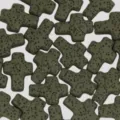 Cross lava stone DIY jewelry spacer beads, natural porous texture for bracelet necklace. - Army Green