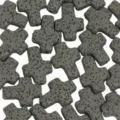 Dark grey cross lava stone beads for DIY jewelry making, bracelets, and necklaces. - Dark Gray