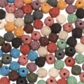 Multi-color irregular round lava stone loose beads for DIY jewelry making and bracelets. - Multicolor
