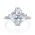Verlovingsring Vrouwen Zilver Gesimuleerde Diamant 11x11mm Ijsbloem Slijping Variant - Maat 5 / Wit