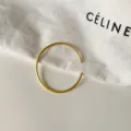 Minimalist gold open bangle bracelet for women, sleek thin metal wire cuff jewelry item. - 925 Silver / Yellow Gold