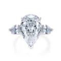 Anillo de plata 925 talla pera circonita cúbica tres piedras joya elegante - Talla 5 / Blanco