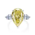 Anillo Plata 925 Diamante Carbono Amarillo Corte Pera Estilo Europeo Variante Lujo - Talla 5 / Amarillo