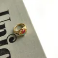 Eleganter goldener offener Ring mit buntem Emailleschmuck, minimalistischer schicker Silberschmuck. - Offen Verstelbar / Tulpen-Stil (K696) / Gold