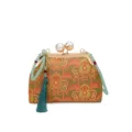 Nieuwe Chinese stijl etnische schelptas met parelsluiting, kralenriem en elegante kwast. - Groen
