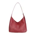 Red Woven Leather Shoulder Bag Women Casual Commuting Hobo Bag Elegant Daily Handbag - Red