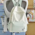 Japanese minimalist star print student backpack casual lightweight daypack for daily use - Without Accessories / Light Green