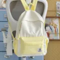 Japanese minimalist star print student schoolbag casual lightweight large capacity backpack - Without Accessories / Light Yellow