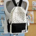 Japanese minimalist star print student school bag casual lightweight large capacity. - Without Accessories / Black