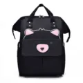 Großer schwarzer Wickelrucksack mit süßem Bären-Design, multifunktionaler Windel-Reiserucksack. - Schwarzer Bär