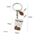 Portachiavi tazza di caffè in metallo con ciondolo chicco, accessorio elegante per gli amanti. - Tazza di Caffè Piatta (X-1212)